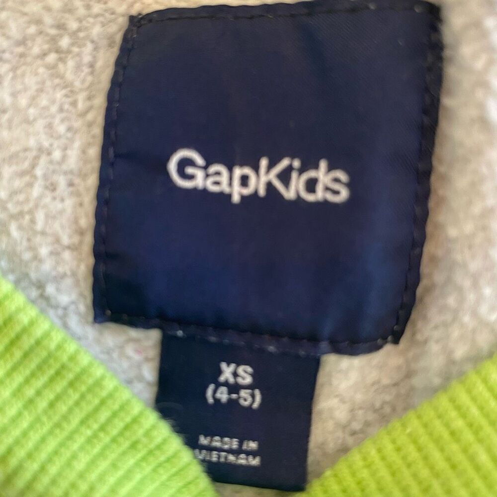 Gap Kids Boys Lime Green Gray Sweatshirt Unisex XS Sz 4-5 - Picture 5 of 9